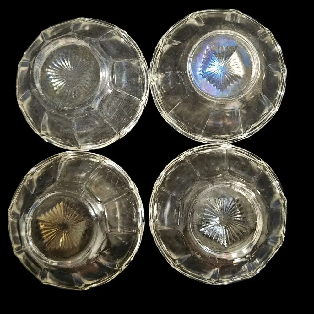 Vintage Clear Depression Glass Dessert Bowls Set of 4 Scalloped Paneled